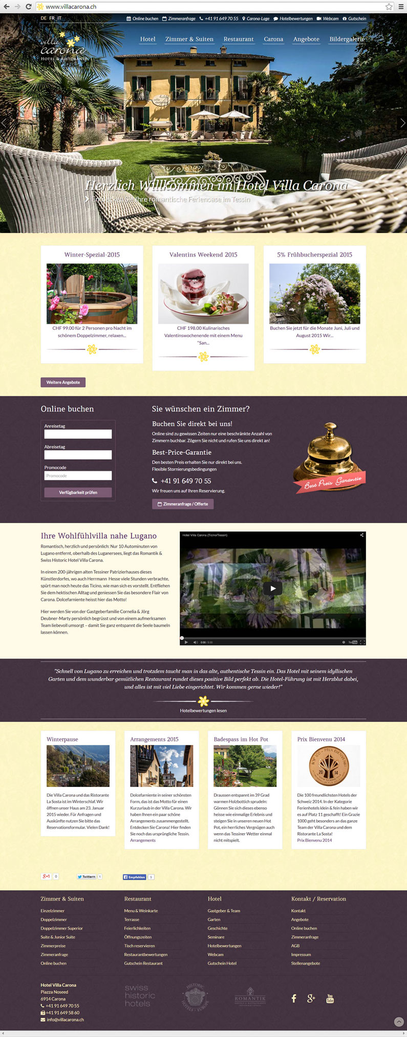 Web Design Responsive Website Hotel Restaurant Villa Carona