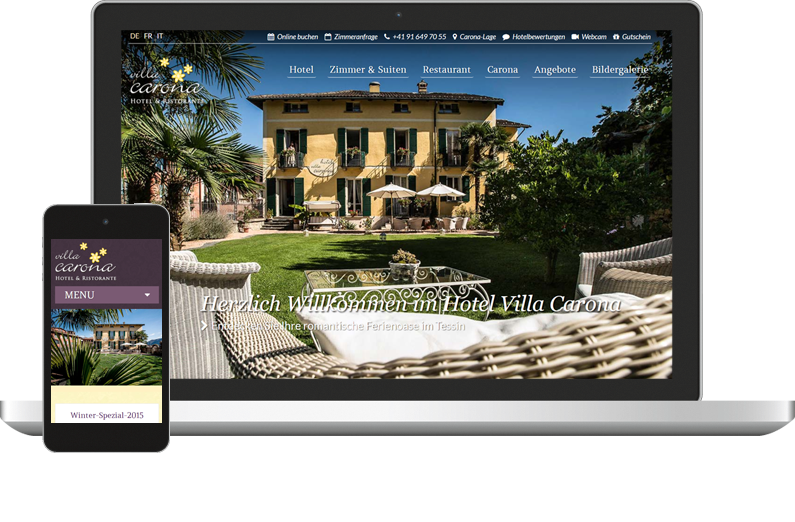 Web Design Responsive Website Hotel Restaurant Villa Carona