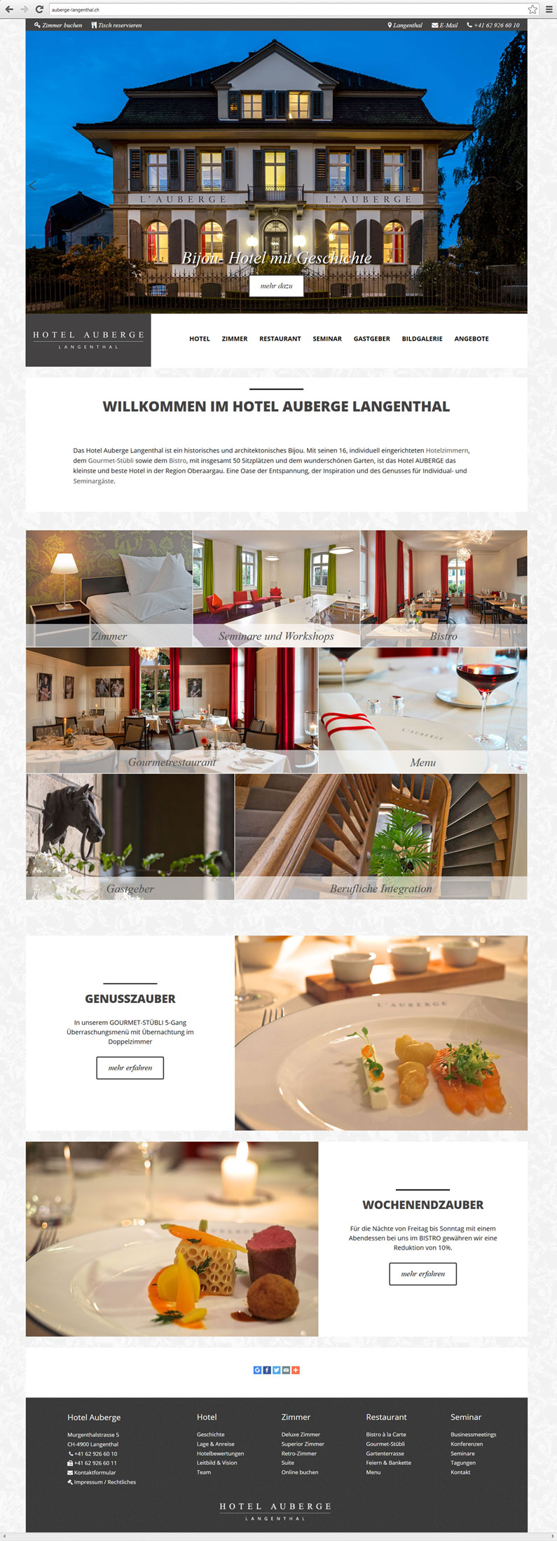 Web Design Hotel Auberge Langenthal