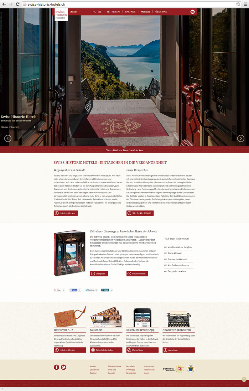 Swiss Historic Hotels Webdesign