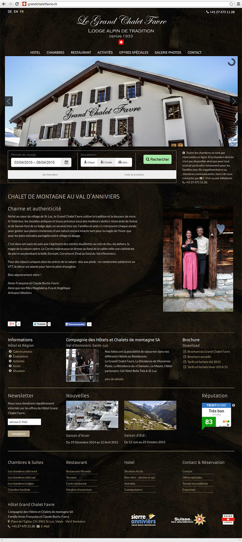 Web Design Hotel Grand Chalet Favre